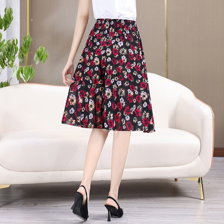 Fall Poppies Midi Skirt  | Womens Bottoms Bottoms Black