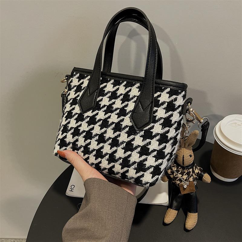 Manhattan Houndstooth Tweed Small Tote  | Womens Tote Bags Handbags & Purses Black Multi