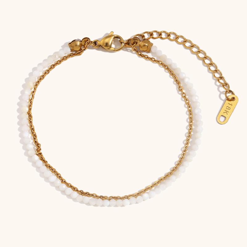 Social Butterfly Pearl And Gold Bead Bracelet  | Womens Novelty Cream